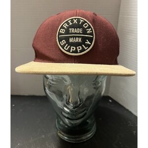 Brixton Supply Co Hat Snapback Burgundy Tan Corduroy Brim Great Condition